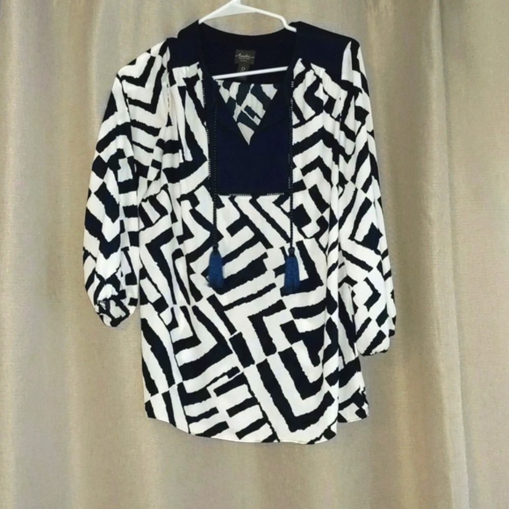 Navy and white blouse size zero